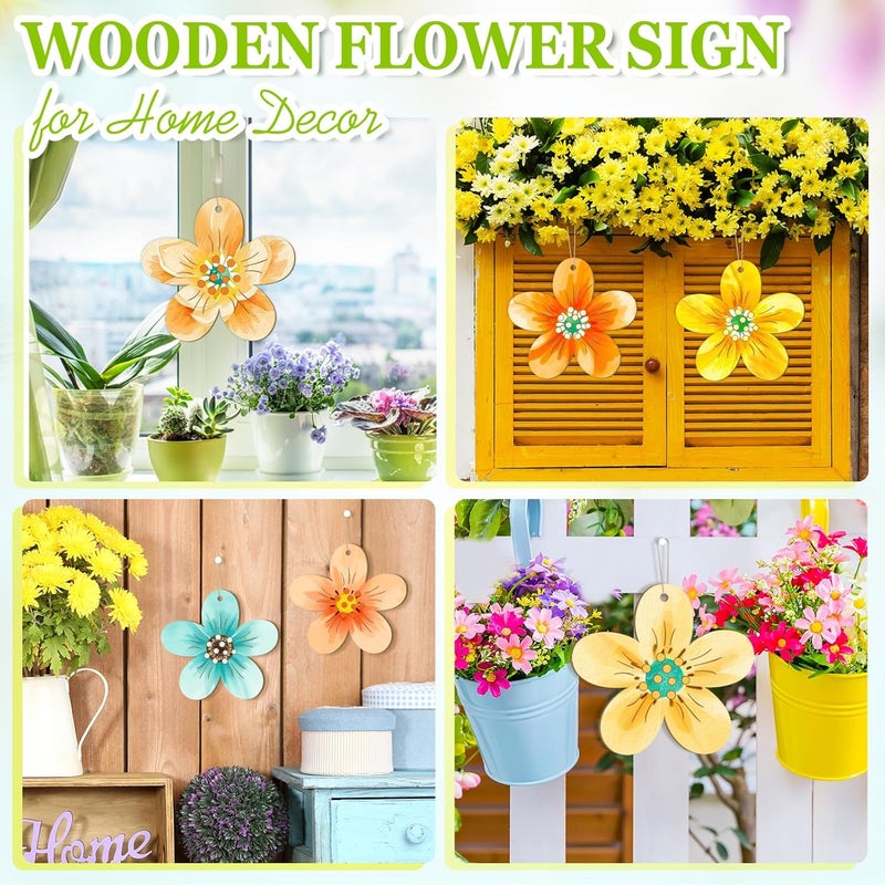 Sophena Large Size 7 inch Wooden Spring Ornaments to Paint, Wooden Flower Cutouts DIY Blank Unfinished Round Wood Discs Ornament for Crafts Hanging Decorations(10PCS) - Image 5